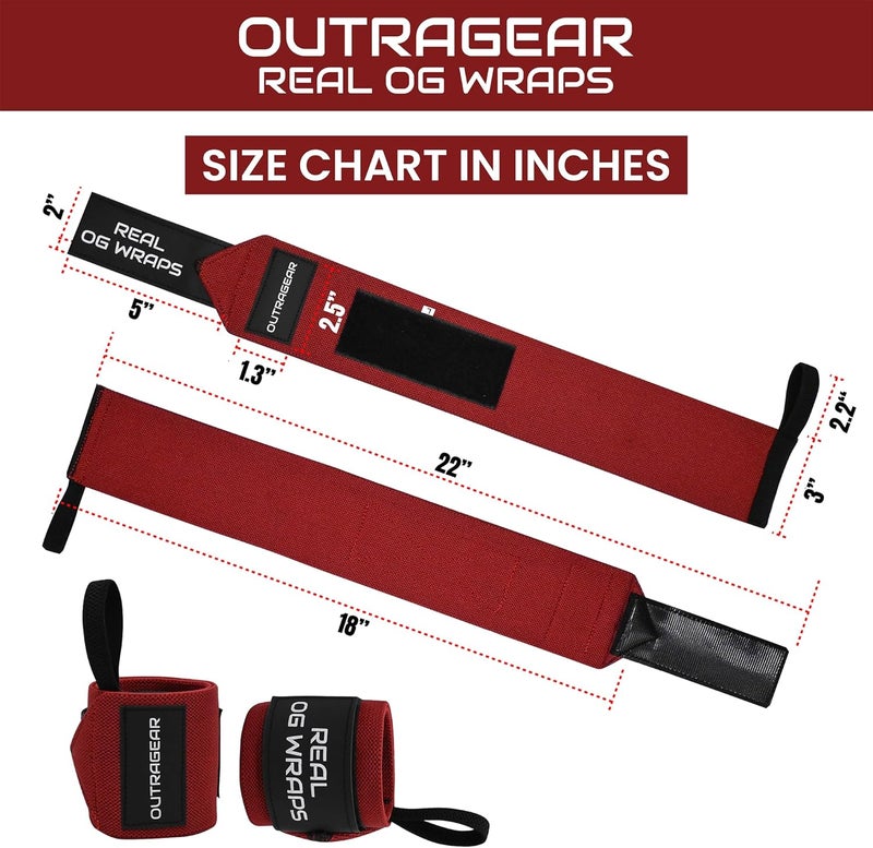 OUTRAGEAR 18" OG-Grade Wrist Wraps for Weightlifting – Heavy Duty Wrist Support with Thumb Loop & Lockdown Strap – Wrist Straps for Powerlifting, Bench Press & Gym Training - Image 2
